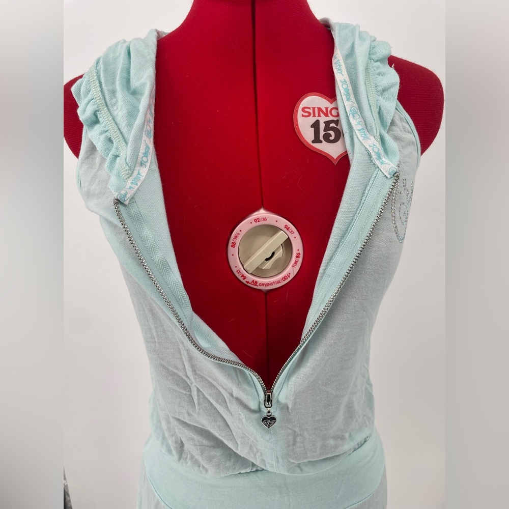 Betsey Johnson Baby Blue Hooded Bridal Romper With Bedazzles “MRS” - Picture 14 of 16